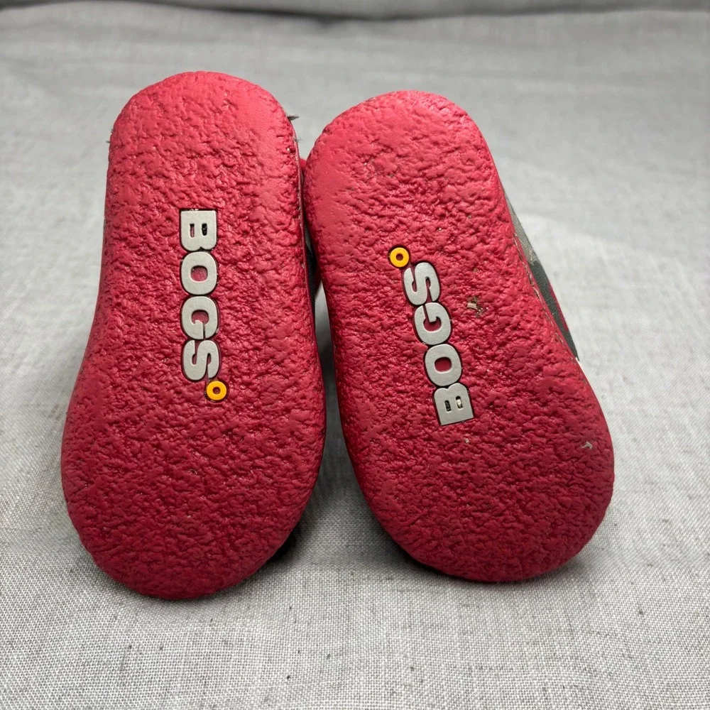 Bogs Baby Bogs Polar Bear Gray Red Waterproof Insulated Winter Boots Kids Size 5
